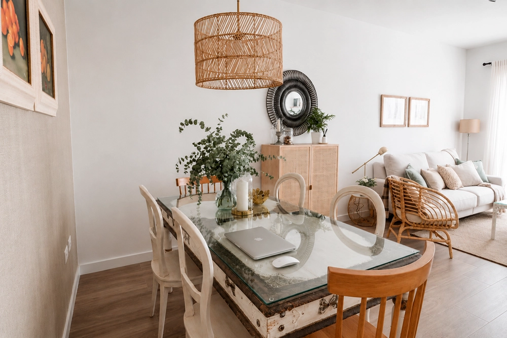 Salón de diseño moderno de Eli Herrero Casa del Escultor, con decoración en tonos neutros, mobiliario contemporáneo, luz natural y acabados en madera. Proyecto de interiorismo residencial elegante y funcional.