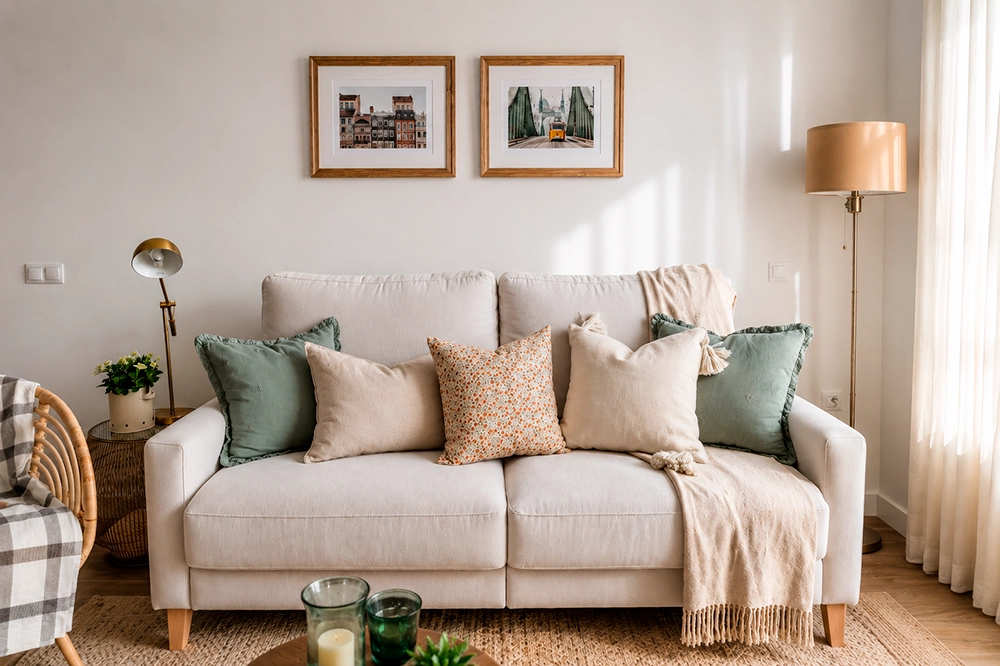Salón de diseño moderno de Eli Herrero Casa del Escultor, con decoración en tonos neutros, mobiliario contemporáneo, luz natural y acabados en madera. Proyecto de interiorismo residencial elegante y funcional.